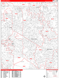 Arlington Heights Wall Map Zip Code Red Line Style 2026